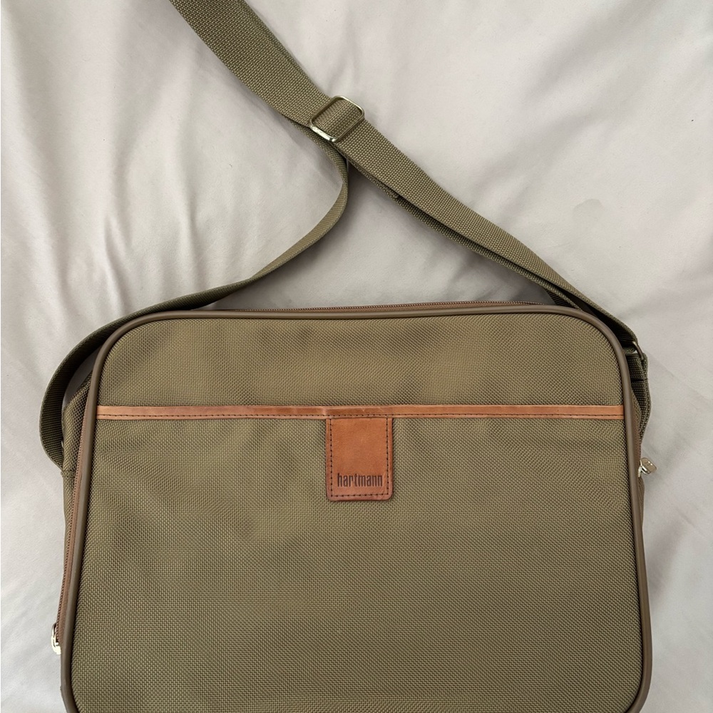 Vintage Hartmann Messenger Bag Tan Nylon & Leather Crossbody Travel Carry-On